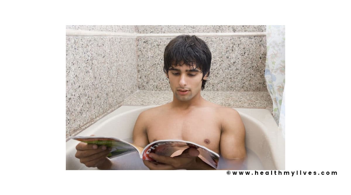 Take a shower to stop getting erect